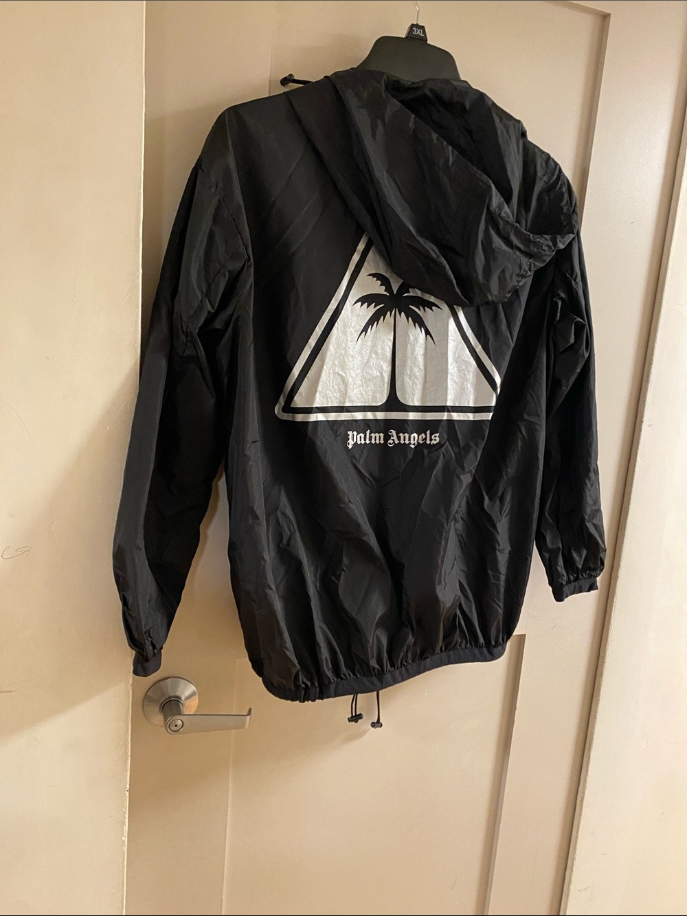 Palm Angels Black Hooded Windbreaker Jacket